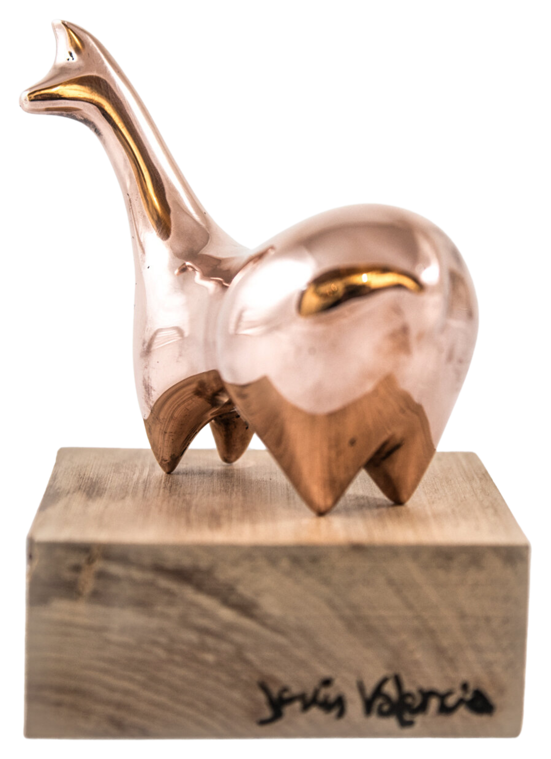 Medium Curved Copper Llama Jesus Valencia Sculpture for sale