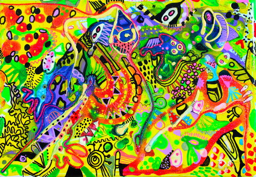 534. The joy of summer, abstract art on Lenovo tablet by Veera Zukova, Sculpture for Sale on Select