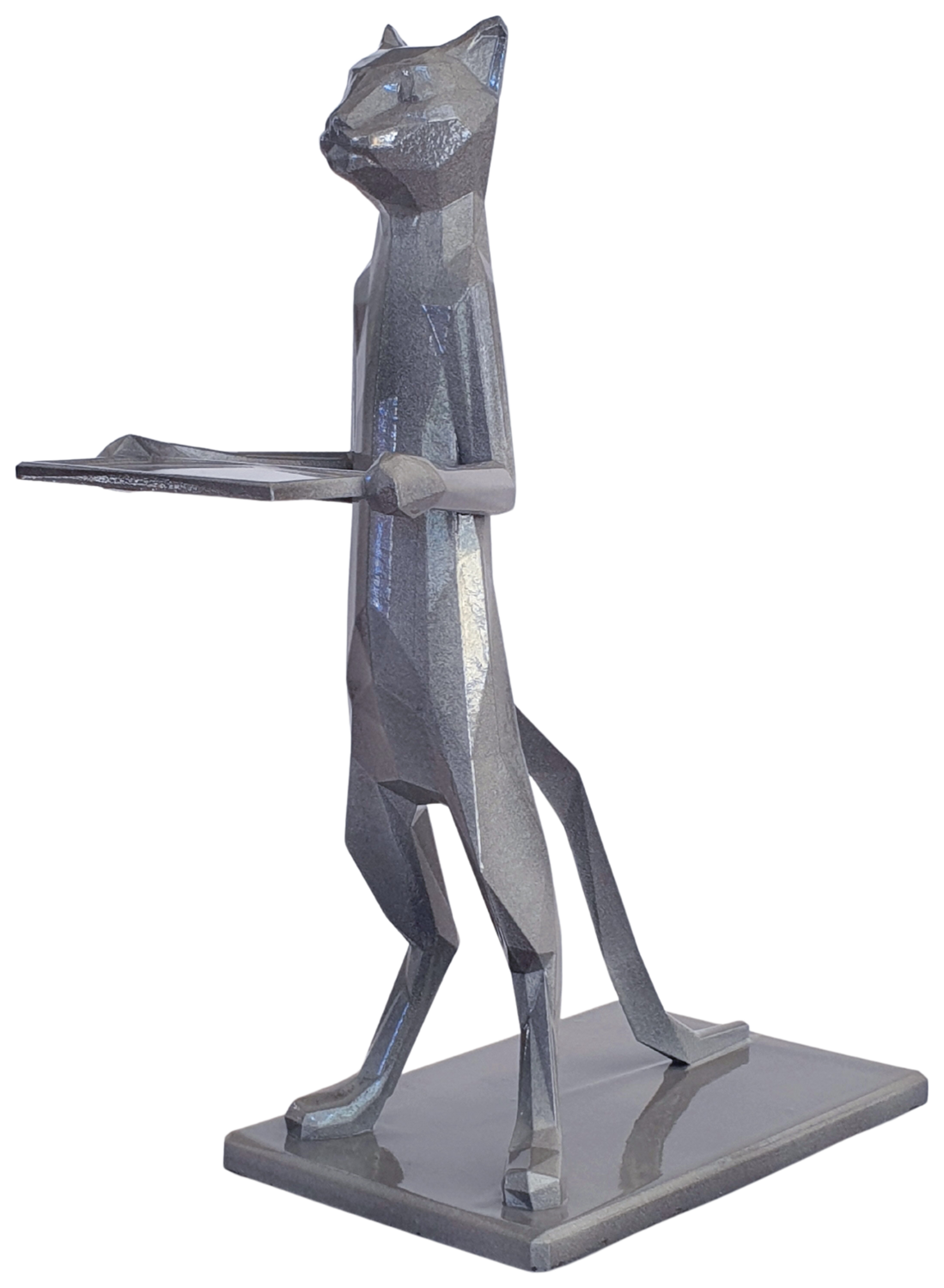 Chat Maitre Polygone - Grey Christian Schwaller Sculpture for sale