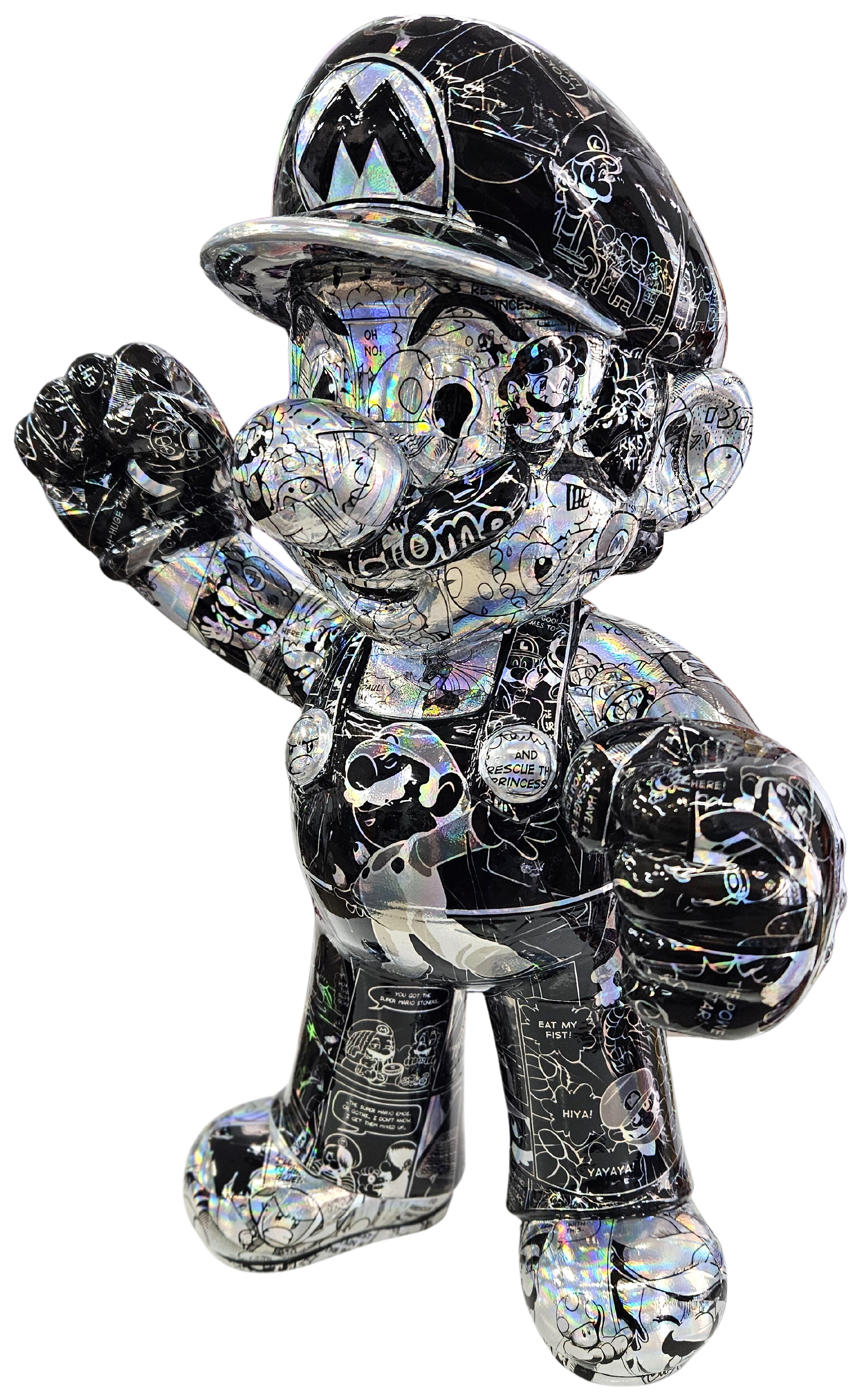 Mario pop art sculpture - holographic comic book edition - limited edition.