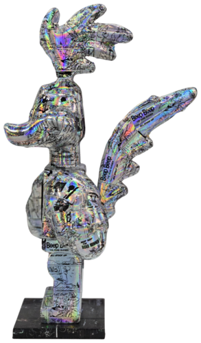 Roadrunner chrome comic resin sculpture - Ferrari edition by Patryk Konrad Patora, Sculpture for Sale on Select