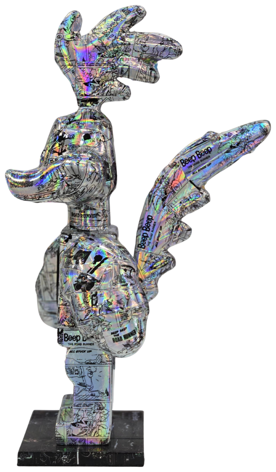Roadrunner chrome comic resin sculpture - Ferrari edition Patryk Konrad Patora Sculpture for sale