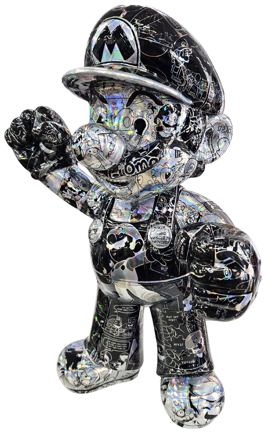 Mario pop art sculpture - holographic comic book edition - limited edition. Patryk Konrad Patora Sculpture for sale