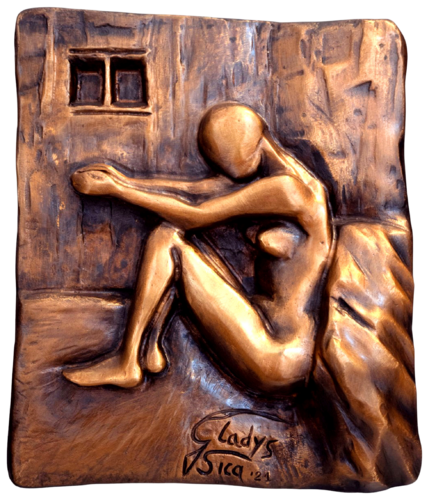 ”Confinamento illuminante” bronzo 1/8 base marmo. by Gladys Sica, Sculpture for Sale on Select