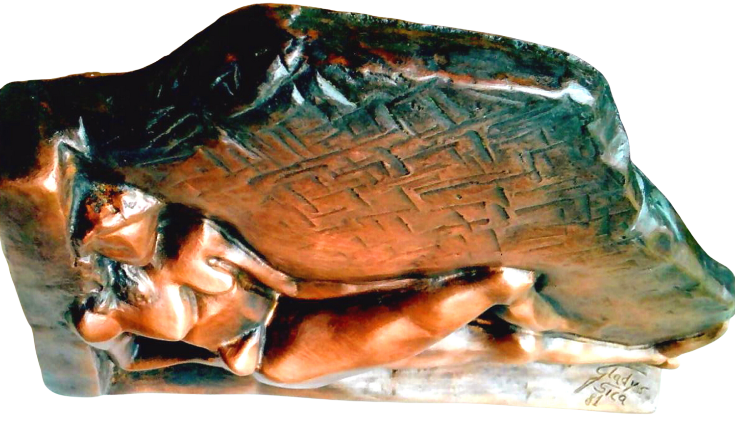 "Godimento interiore" 1-8 altorilievo  bronzo su marmo Gladys Sica Sculpture for sale