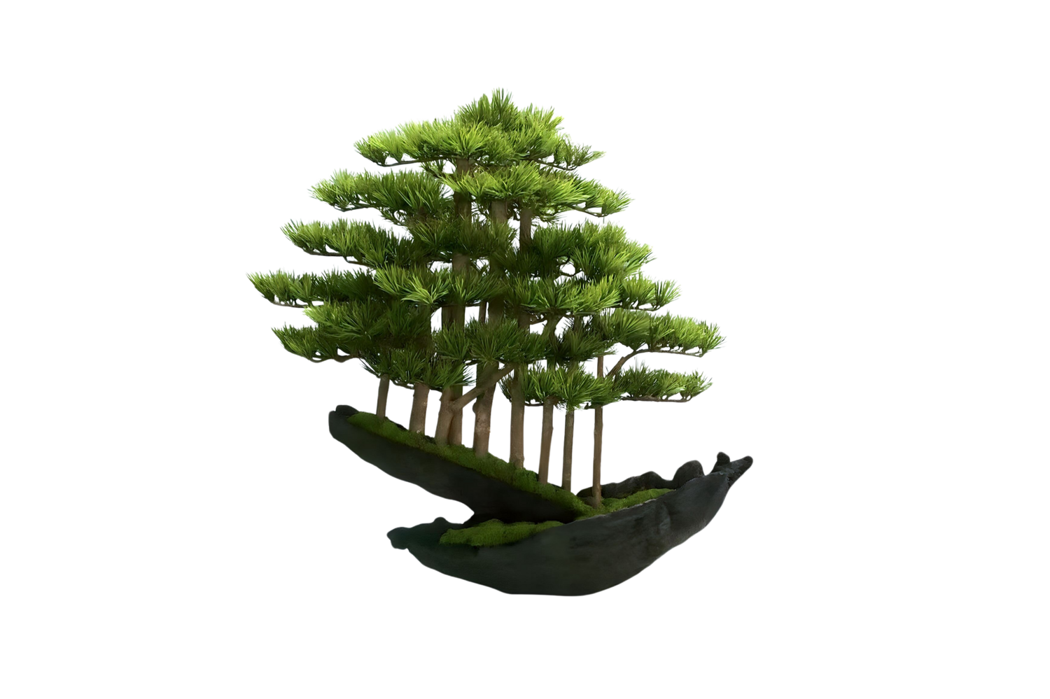 VICKY YAO Fine Bonsai - Handcrafted Bonsai Tree Sculpture Artificial Bonsai with Natural Wood Base Preserved Moss  L65xW30xH66cm VICKY YAO Sculpture for sale
