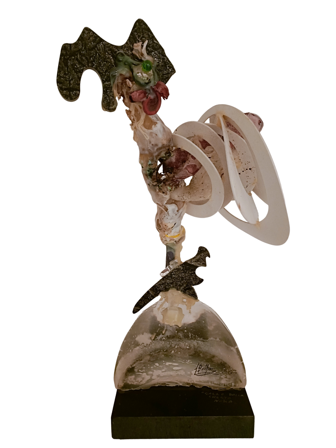 Gallo dalla cresta nera Fiorenzo Belfiore Sculpture for sale