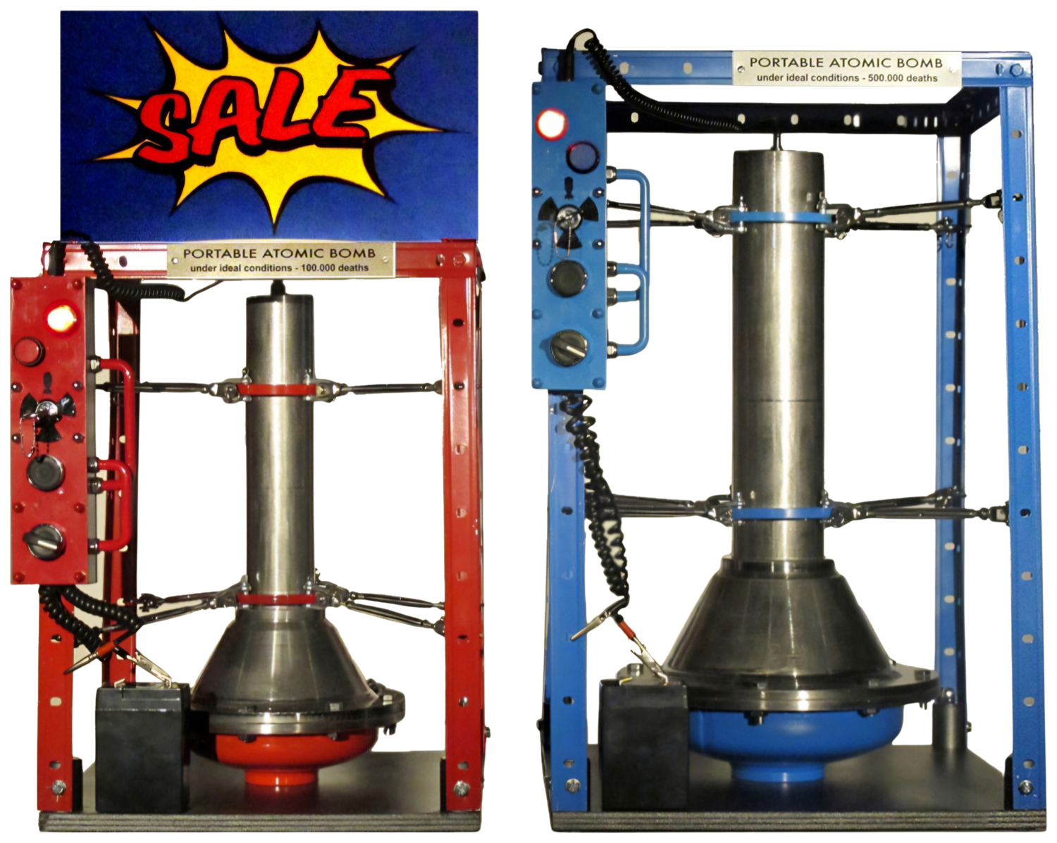 TWO ATOMIC BOMBS (PORTABLE) ON BARGAIN SALE - real opportunity for the Warmonger Roberto Depangher Sculpture for sale