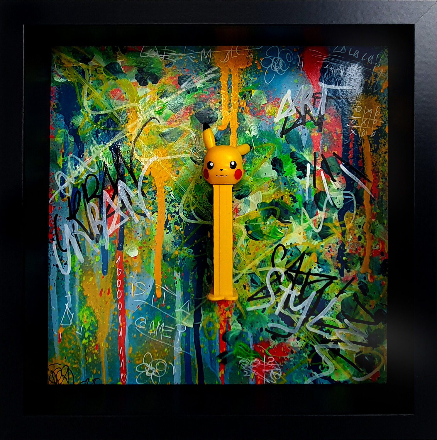 Sculpture murale Box 3d Pikachu Pez Graffiti Street Art Pop Art Priscilla Vettese Sculpture for sale