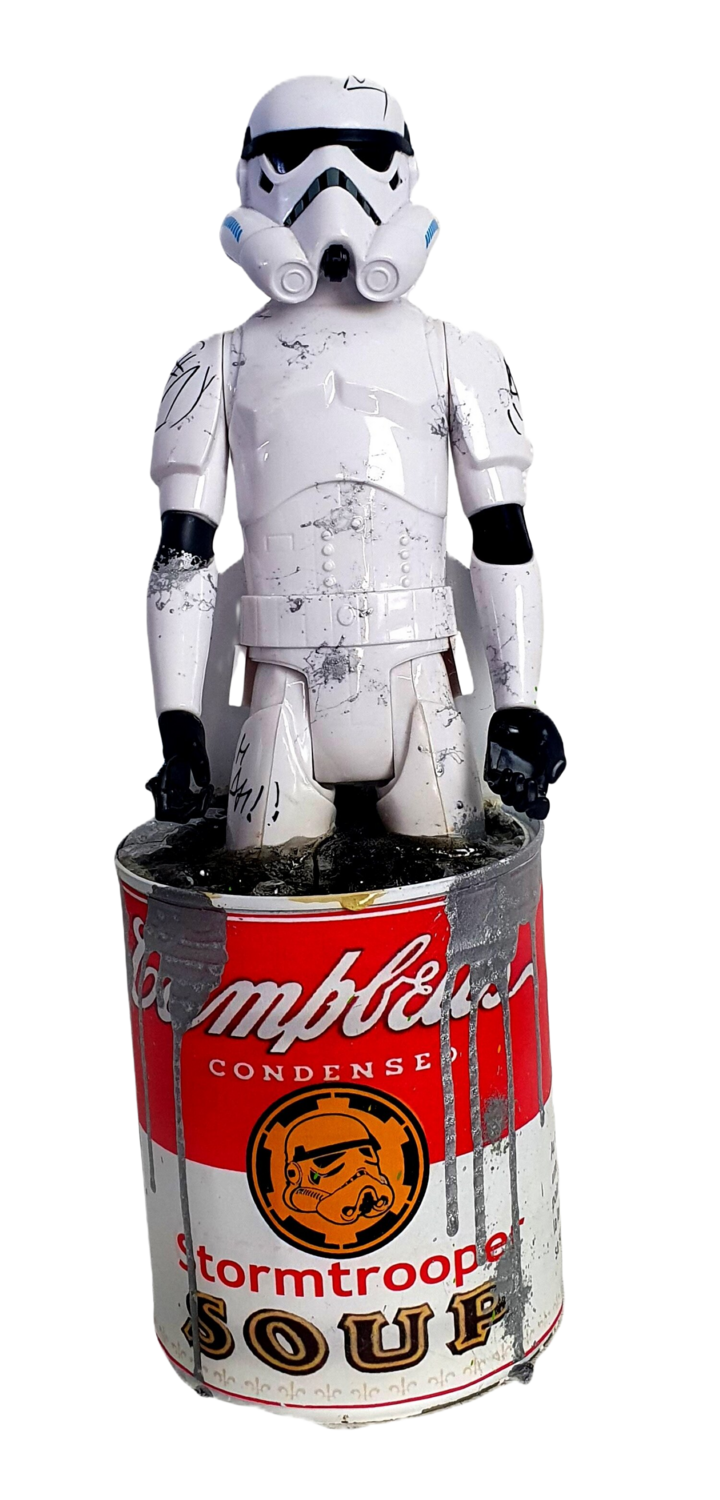 Stormtrooper Soupe Campbell Sculpture Pop Art 3d Original Priscilla Vettese Sculpture for sale
