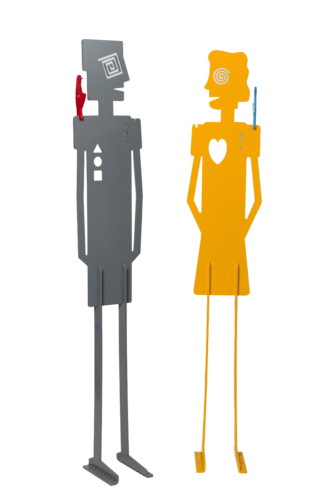 Zion Ezri - Adam & Eve - Free standing indoor/outdoor hand painted Aluminum Sculpture by Art Time Gallery, Sculpture for Sale on Select