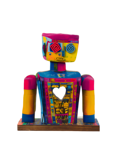 Zion Ezri - Funky Bazooka Robot - Free standing Double Sided sculpture by Art Time Gallery, Sculpture for Sale on Select
