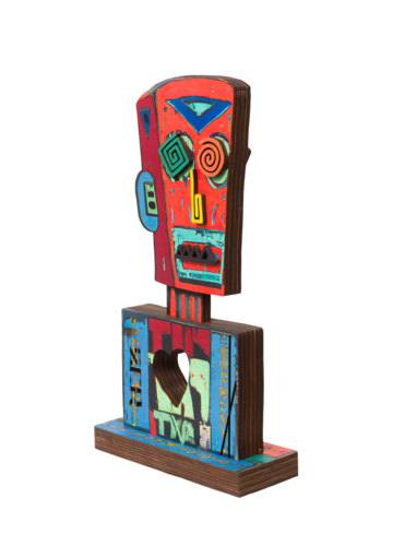 Zion Ezri - Funky Robot Orange - Free standing Double Sided sculpture by Art Time Gallery, Sculpture for Sale on Select