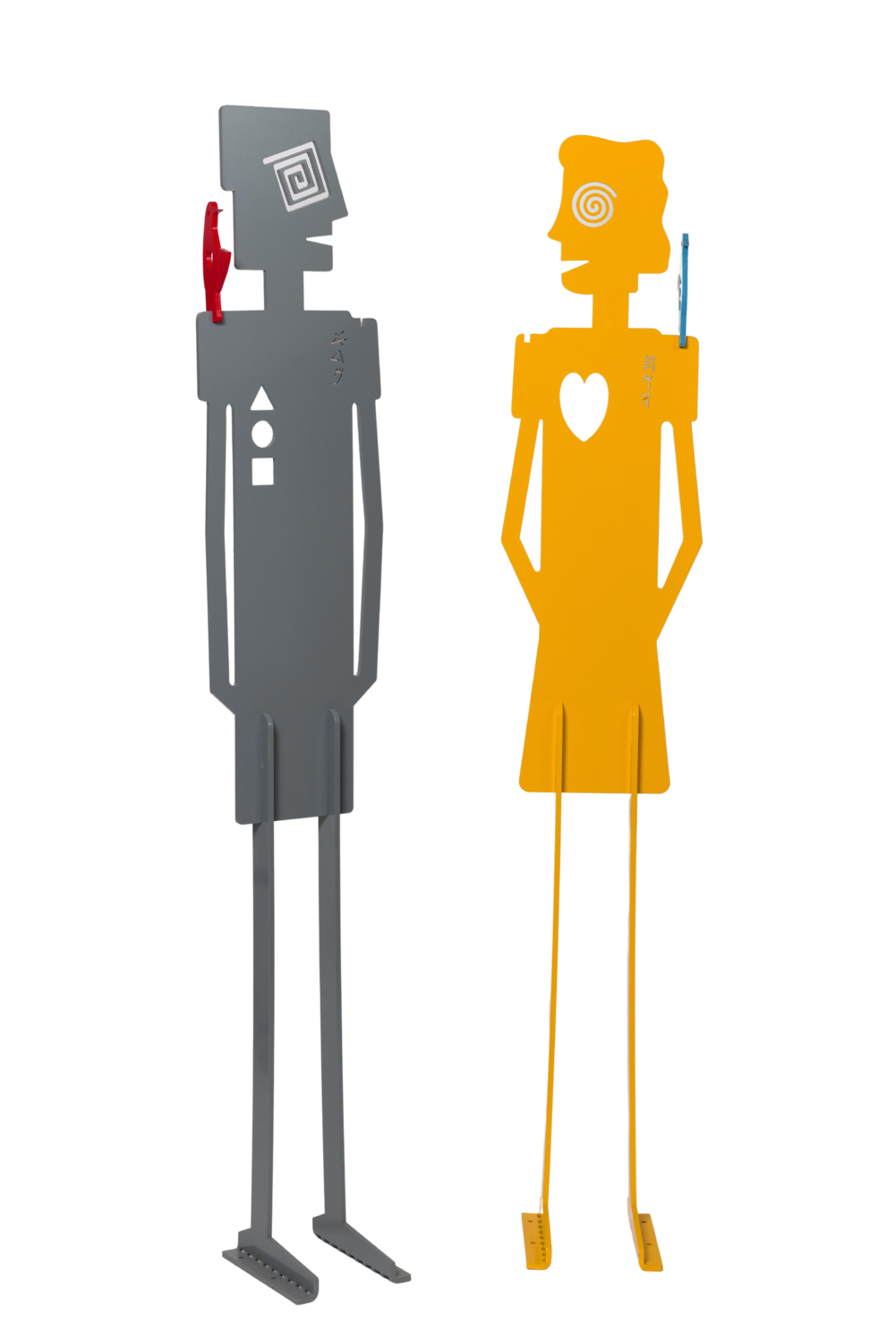 Zion Ezri - Adam & Eve - Free standing indoor/outdoor hand painted Aluminum Sculpture Art Time Gallery Sculpture for sale