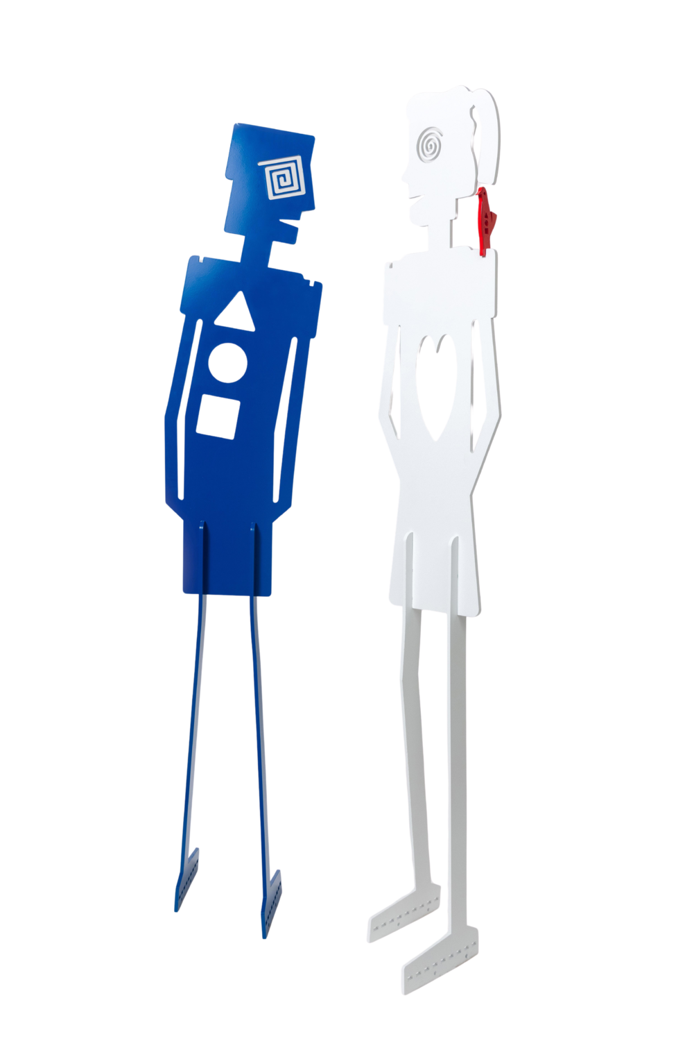 Zion Ezri - Adam & Eve 2-Free standing indoor/outdoor hand painted Aluminum Sculpture Art Time Gallery Sculpture for sale