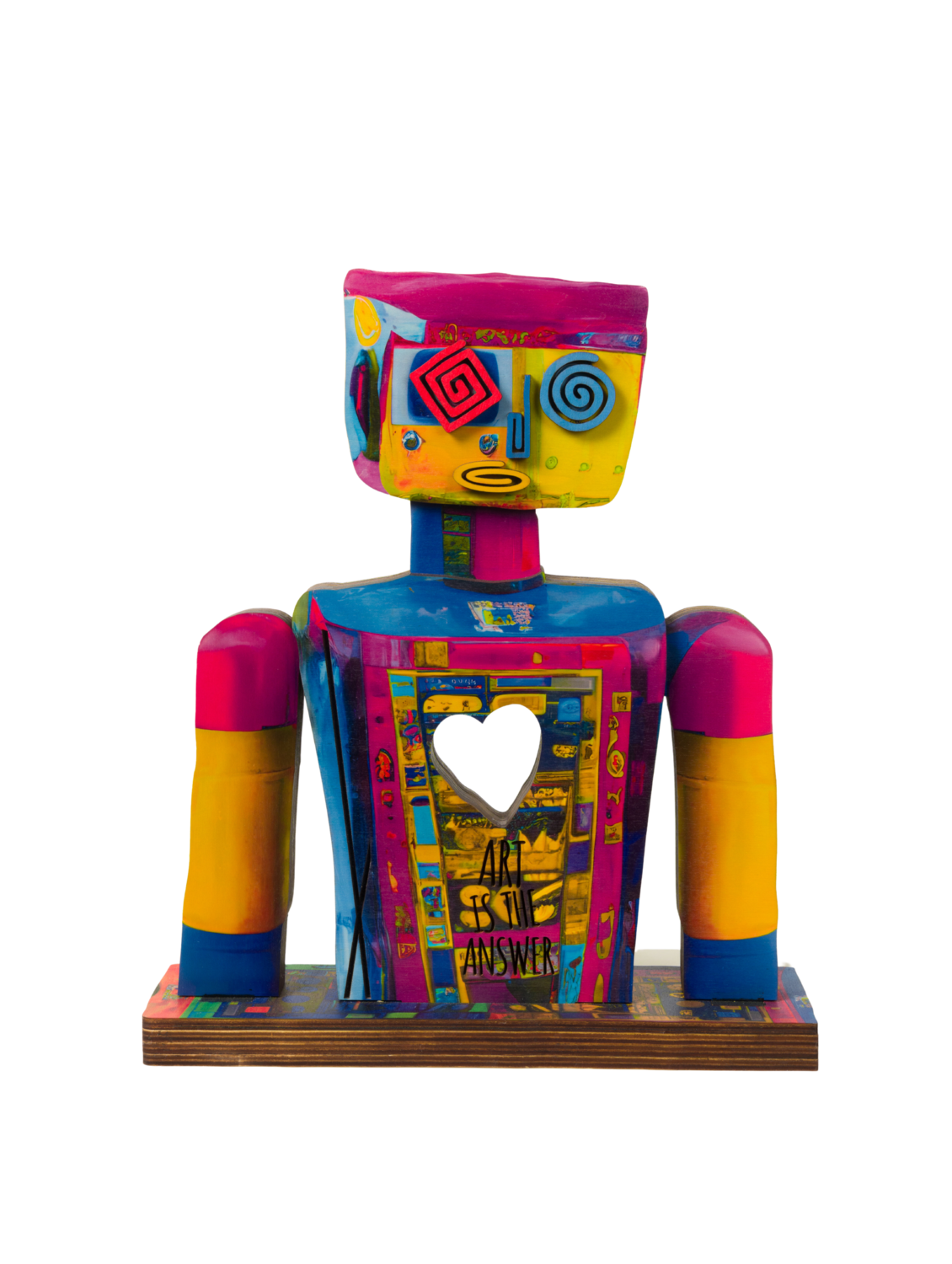 Zion Ezri - Funky Bazooka Robot - Free standing Double Sided sculpture Art Time Gallery Sculpture for sale