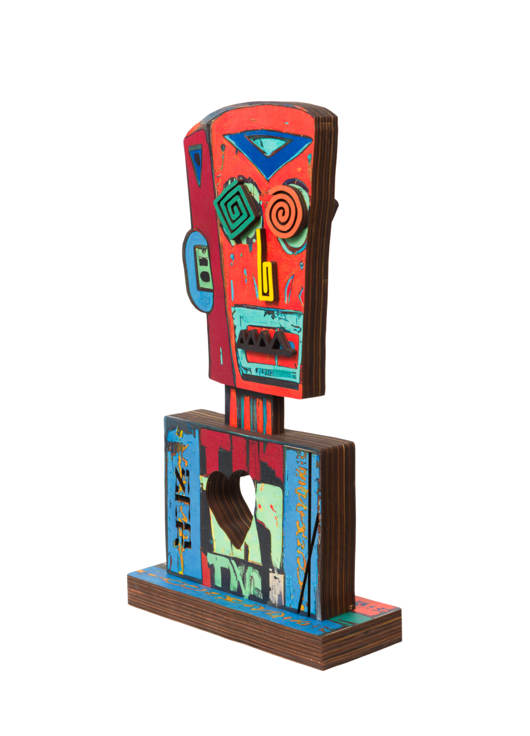 Zion Ezri - Funky Robot Orange - Free standing Double Sided sculpture Art Time Gallery Sculpture for sale