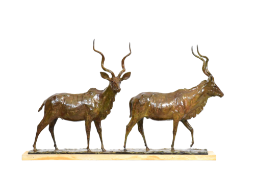 Going to the River - Bronze Kudu Bull Antelope Sculpture - Limited Edition by Heinrich Filter, Sculpture for Sale on Select
