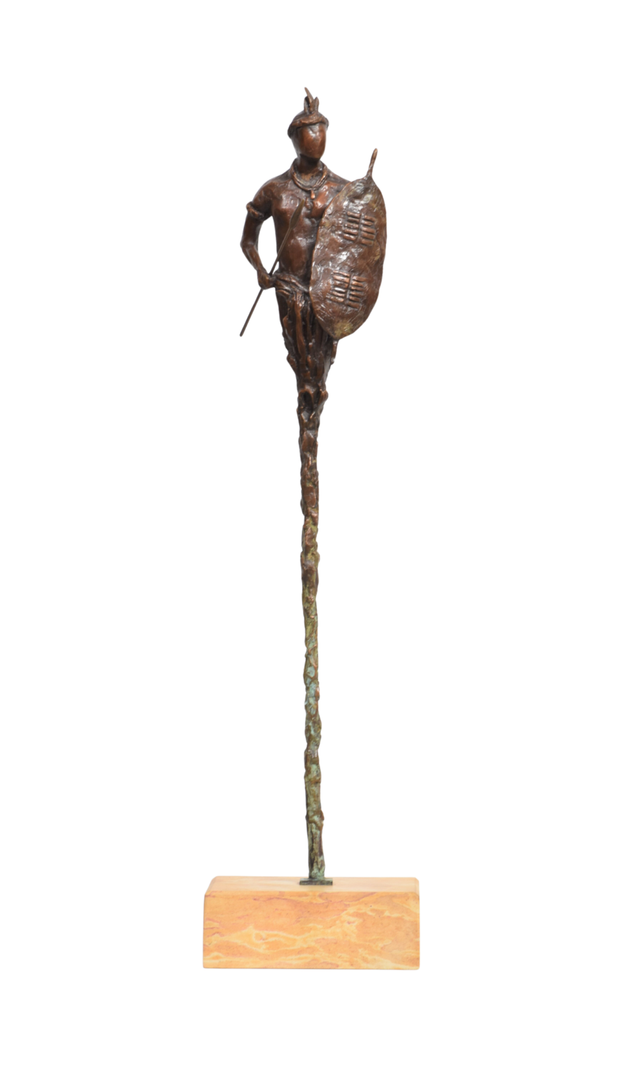Bronze Zulu Warrior Sculpture Heinrich Filter Sculpture for sale