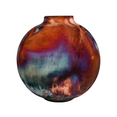 Pre-order 13.5" Raku Large Globe Vase with individual serial number and signed cert by Adil Ghani, Sculpture for Sale on Select