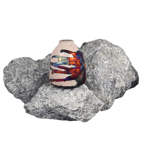 Suzu 5" raku fired ceramic art vase - each piece one of a kind by Adil Ghani, Sculpture for Sale on Select