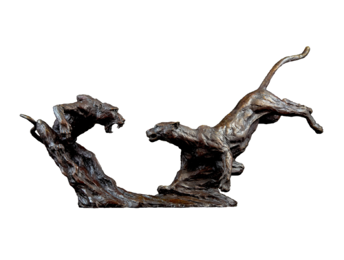 Leopard and Baboon ( Limited edition ) by Barry Jackson, Sculpture for Sale on Select