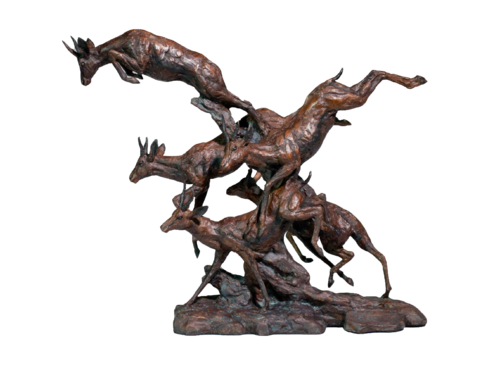 Springbok Herd Pronking (Limited Edition ) by Barry Jackson, Sculpture for Sale on Select