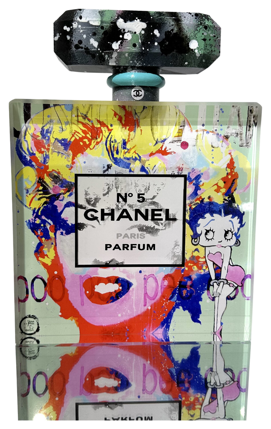 Flacon Chanel n°5, Marilyn et Betty, vert Patrick Cornée Sculpture for sale