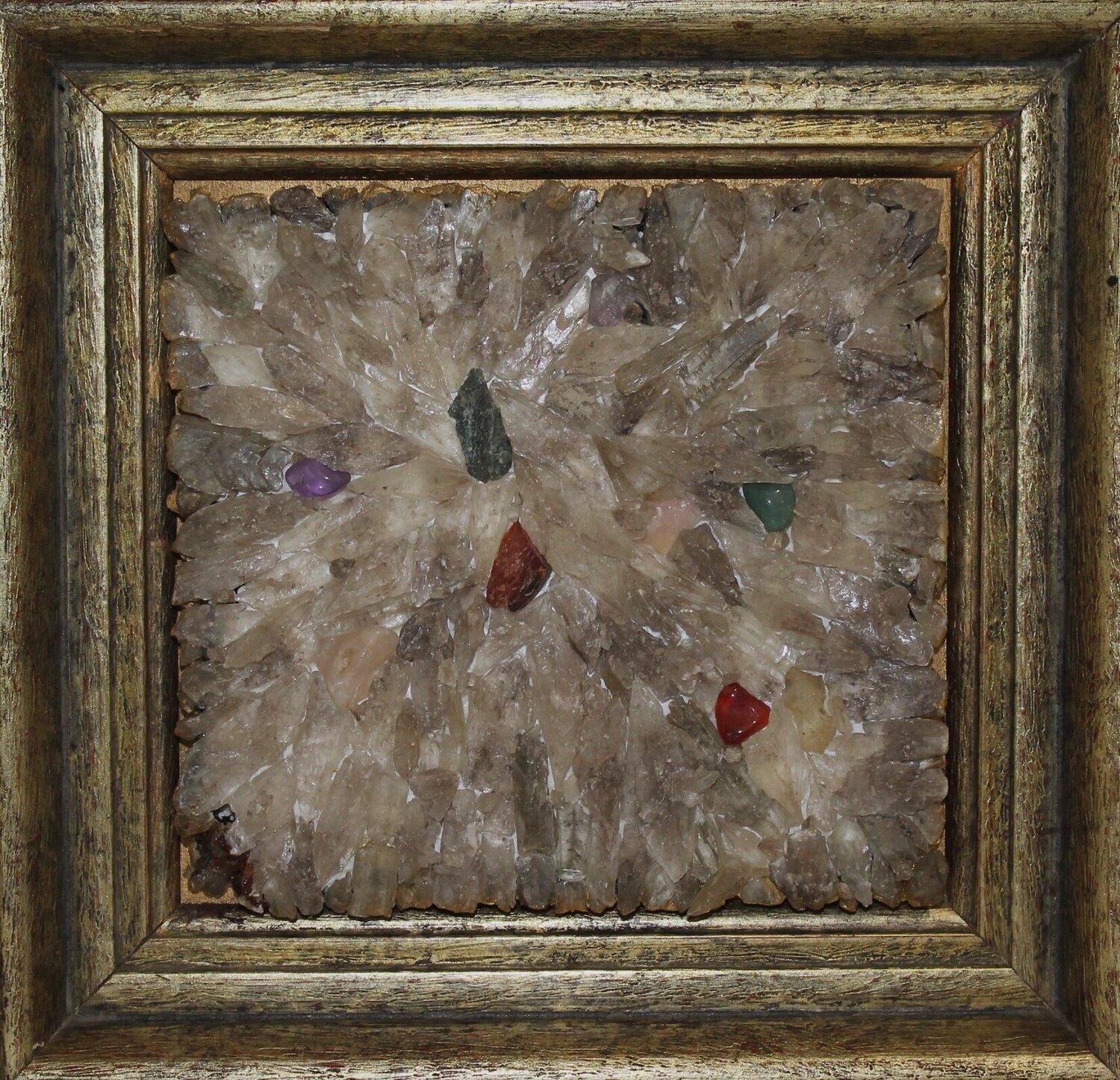 MOSAIK - Stein BILD - Selenit Amazonit Amethyst Malachit Annachrista Kroll-Buchholz Sculpture for sale