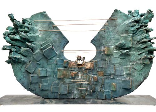 COMPROMESSI Opera certificata e autenticata - Lamina di Rame Puro ossidato. Bagno galvanico su marmoresina. by MARINA MABE BERTAGNIN, Sculpture for Sale on Select