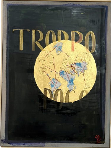TROPPO POCO -Smalto all’acqua su telaio da serigrafia riciclato, Foglia d'oro 23 KT., ago e filo. by MARINA MABE BERTAGNIN, Sculpture for Sale on Select