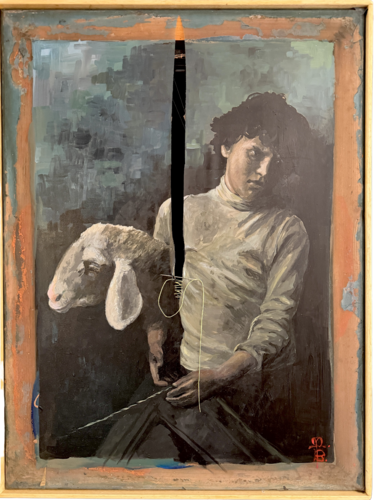 "AGNELLI" Smalto all’acqua su telaio da serigrafia riciclato, ago e filo. by MARINA MABE BERTAGNIN, Sculpture for Sale on Select