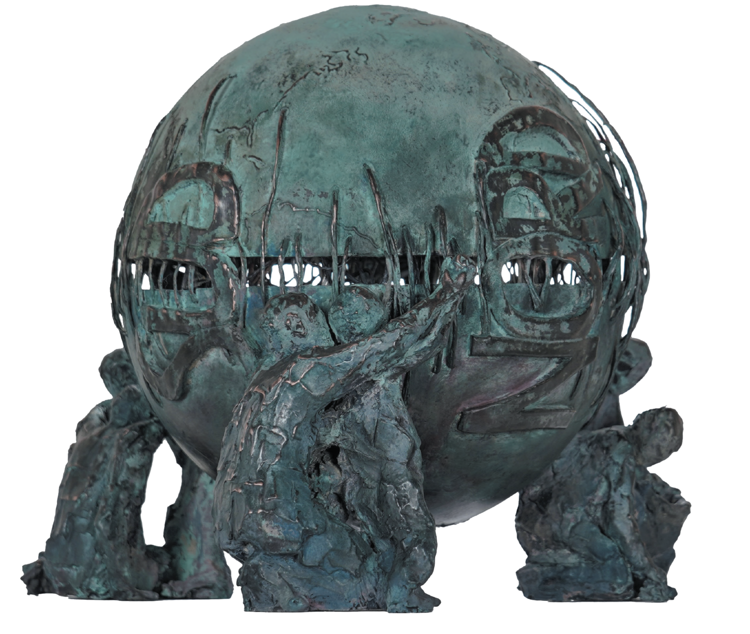 MAPPAMONDO- Serie "Ago e Filo"- Lamina di Rame Puro con ossidazione bronzo. Bagno galvanico. Opera certificata e autenticata MARINA MABE BERTAGNIN Sculpture for sale