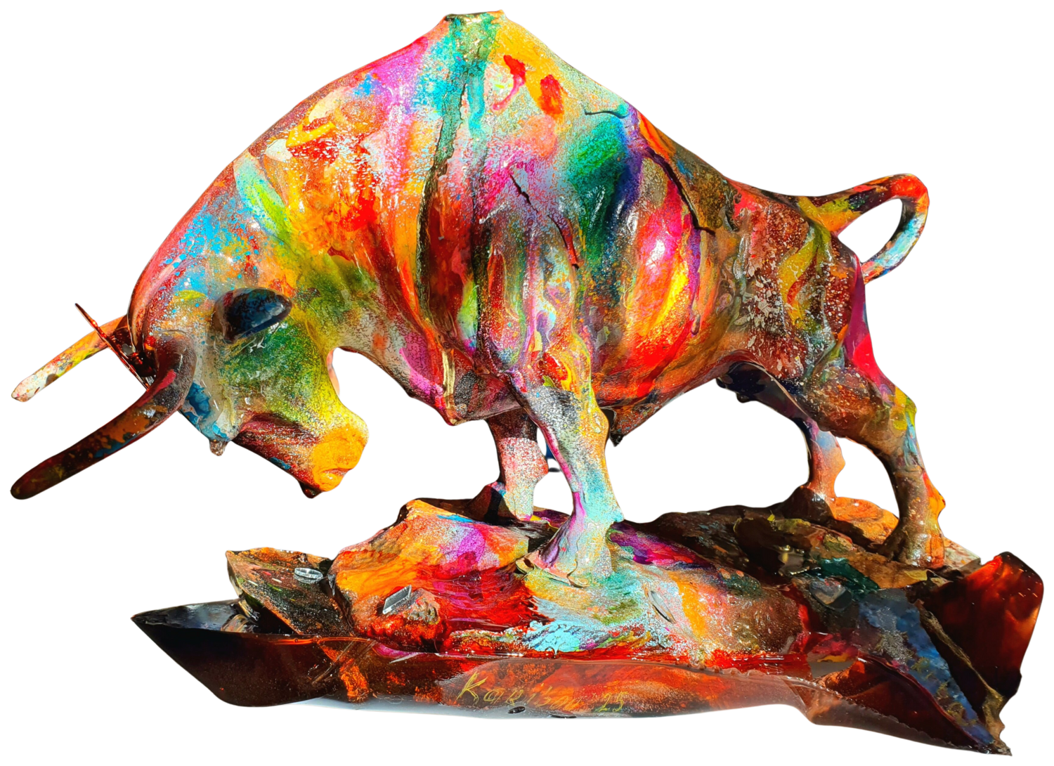 Luxury Bull. Never give up - resin Art Karibou Sculpture for sale
