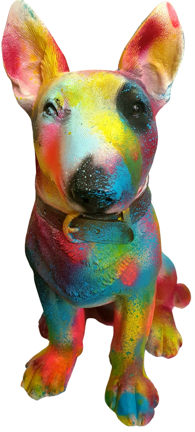 Luxuriöser Bulldogge mit einem festen Halsband. Street art. Hund. Karibou Sculpture for sale