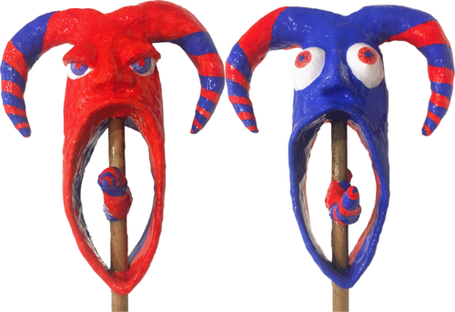 DOUBLE FACE ON A STICK by Juan Isasa, Sculpture for Sale on Select